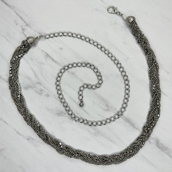 Chunky Rhinestone Braided Silver Chain Link Belt ✨ - Picture 1 of 13